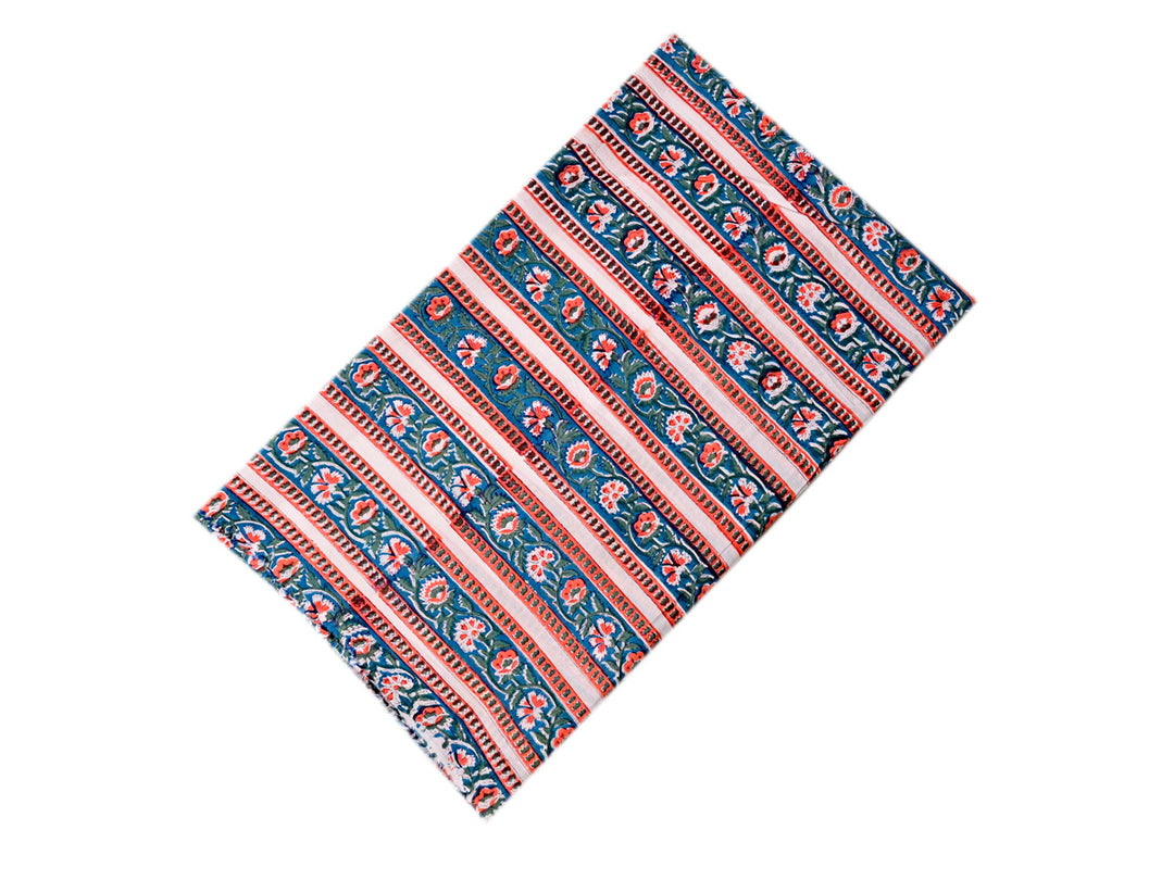 Cotton hand block print striped fabric for sewing - Indian cotton stripe fabric sold by the yard