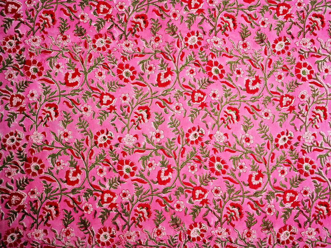 Hand Block Printed Floral Fabrics ~ Cotton Apparel