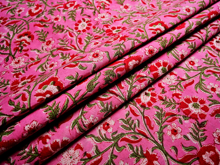 Hand Block Printed Floral Fabrics ~ Cotton Apparel