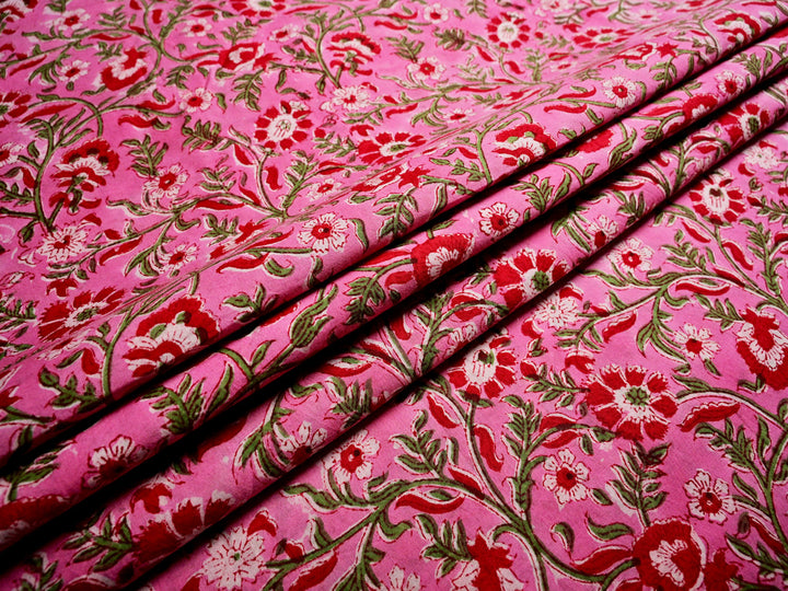 Hand Block Printed Floral Fabrics ~ Cotton Apparel