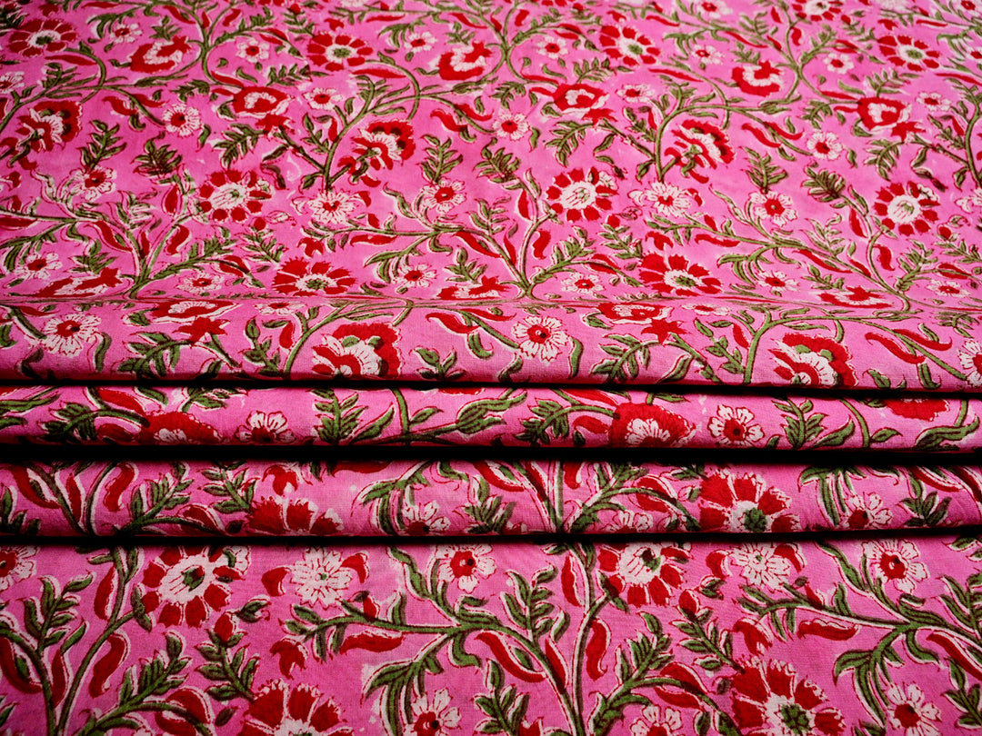 Hand Block Printed Floral Fabrics ~ Cotton Apparel