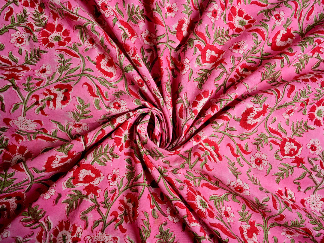 Hand Block Printed Floral Fabrics ~ Cotton Apparel