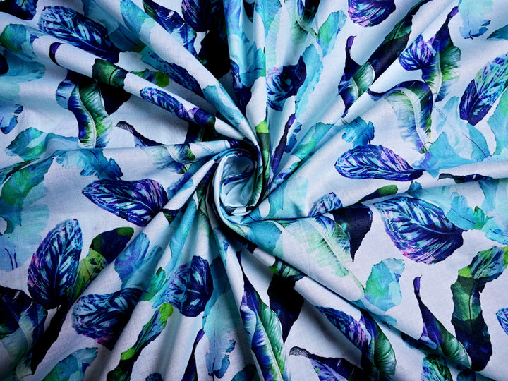 watercolor leaves print cotton