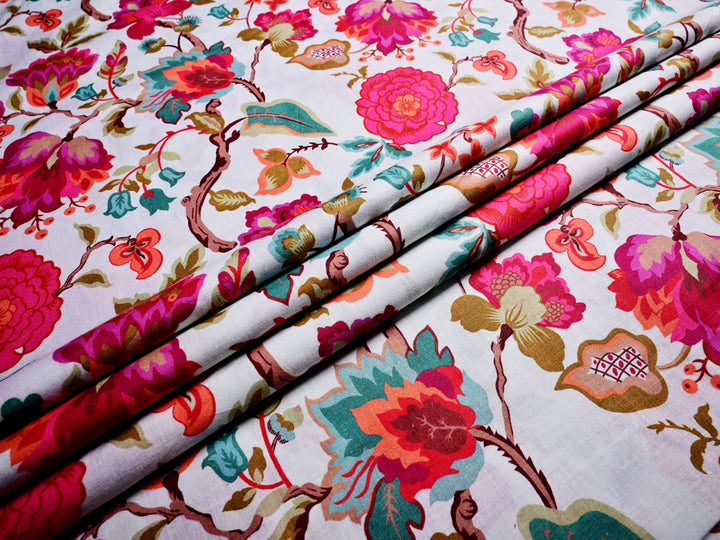 printed cotton fabric white