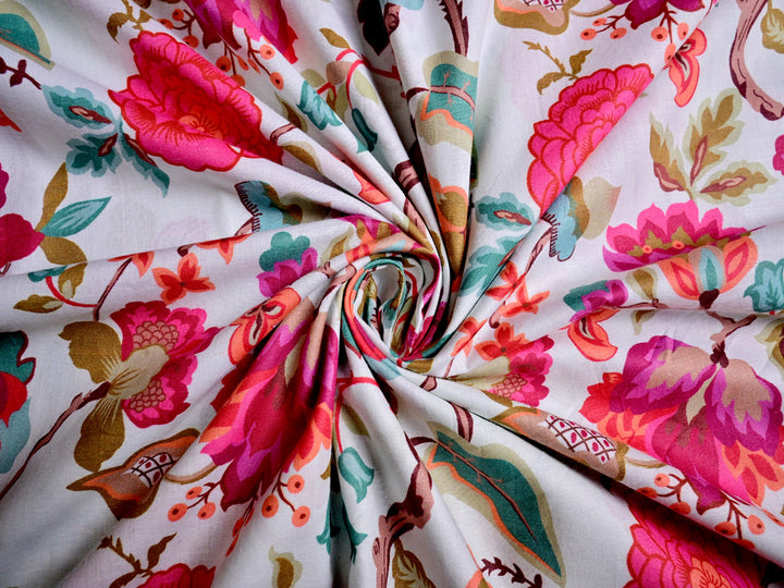 Floral print cotton digital print Indian fabric - Indian cotton floral digital print fabric by the yard