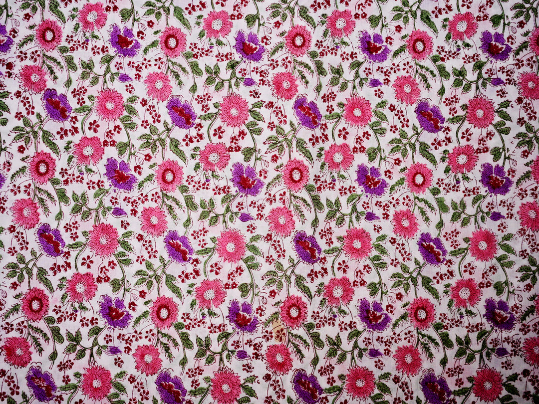 Cotton Pink Floral Fabric By the Yard - Handmade Decor