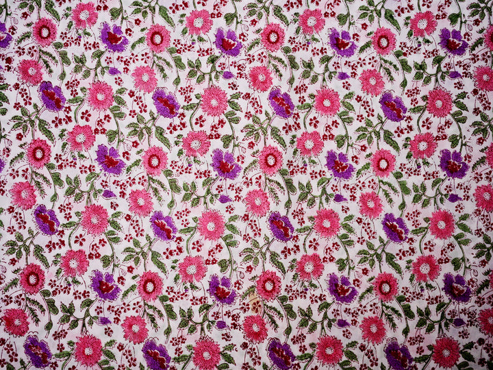 Cotton Pink Floral Fabric By the Yard - Handmade Decor