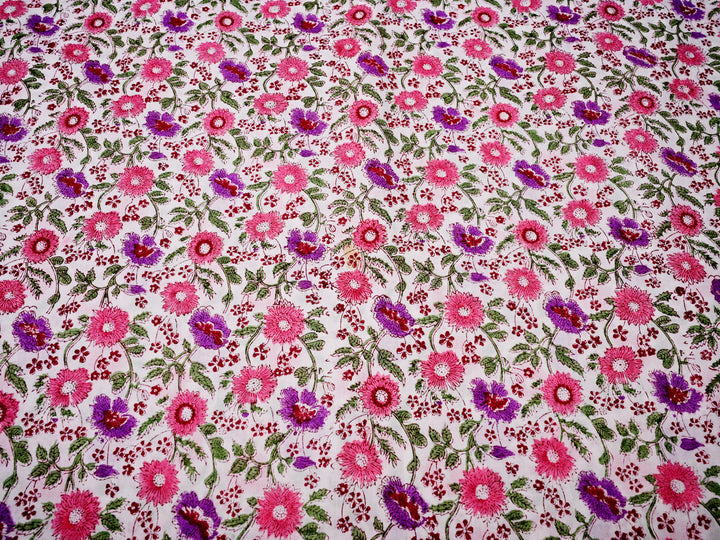 Cotton Pink Floral Fabric By the Yard - Handmade Decor