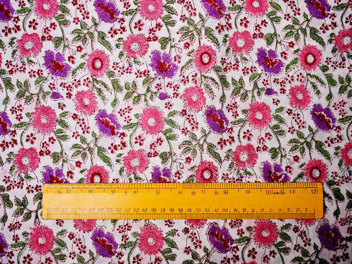 Cotton Pink Floral Fabric By the Yard - Handmade Decor