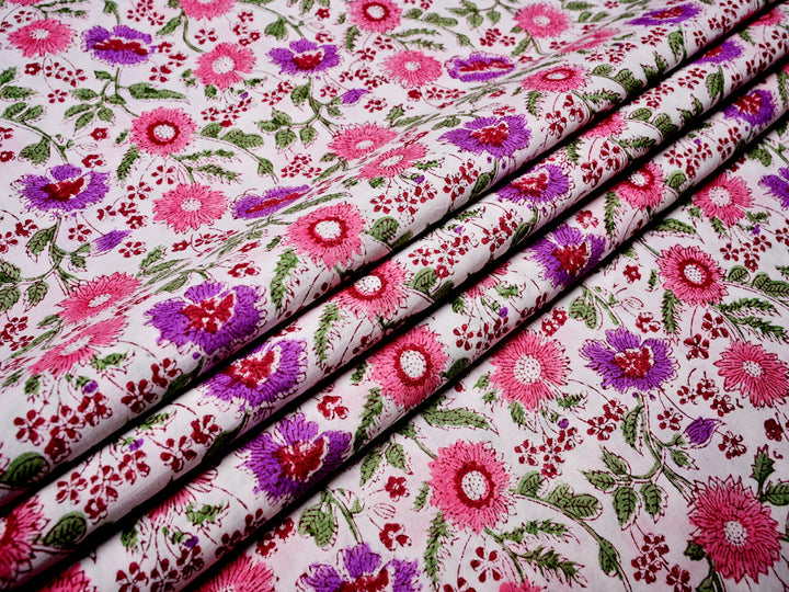 Cotton Pink Floral Fabric By the Yard - Handmade Decor