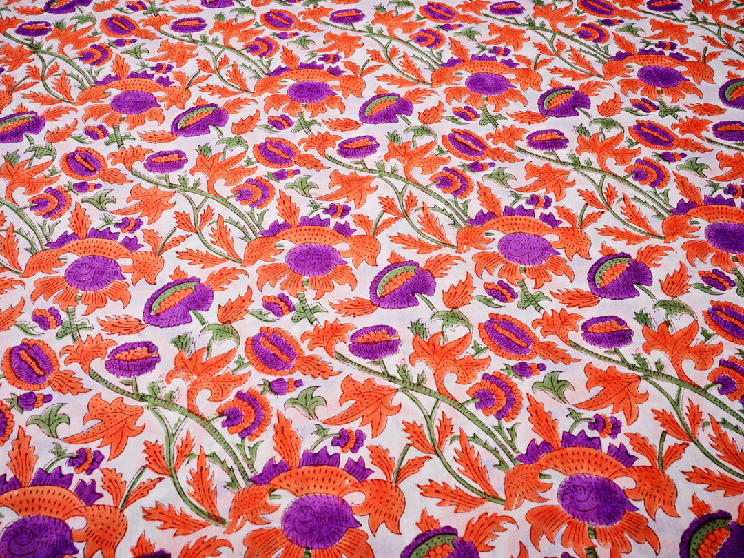 Floral Handblock Prints Fabric