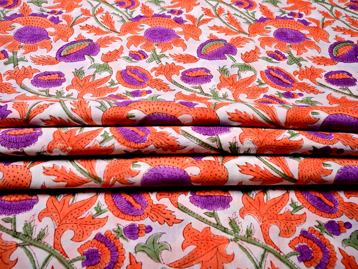 Handblock Floral Cotton Fabric