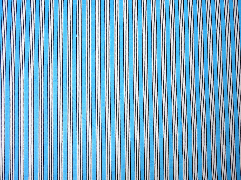 Striped blue cotton fabric for quilt making and creative projects.