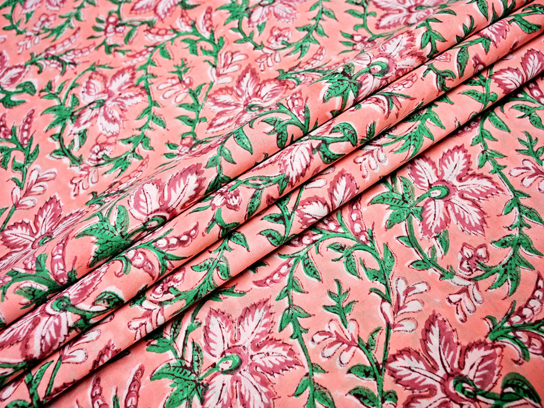 Hand Block Print Cotton Fabric by the Yard | Indian Textile for Home Decor