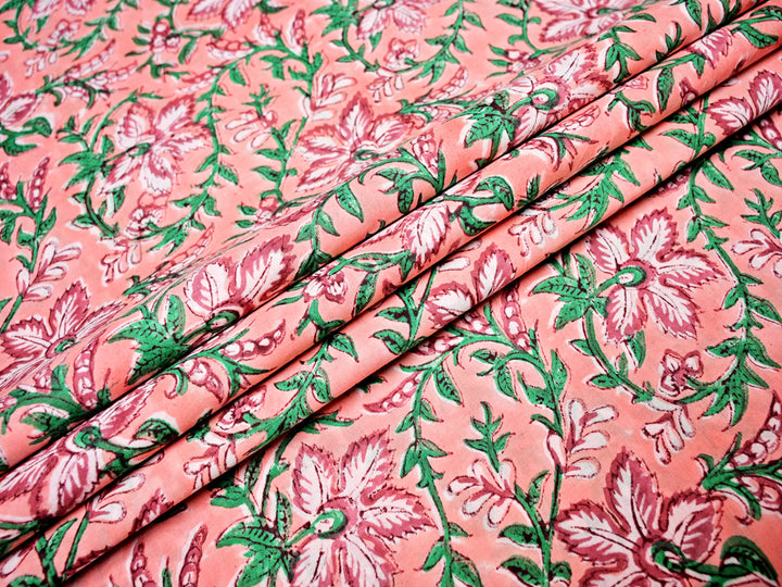 Hand Block Print Cotton Fabric by the Yard | Indian Textile for Home Decor