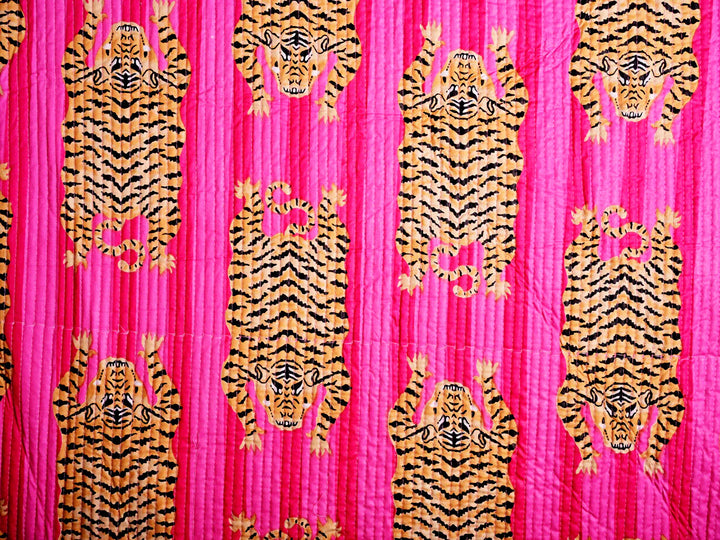 tiger print quilted fabric by the yard-animal print fabric for quilting and crafts
