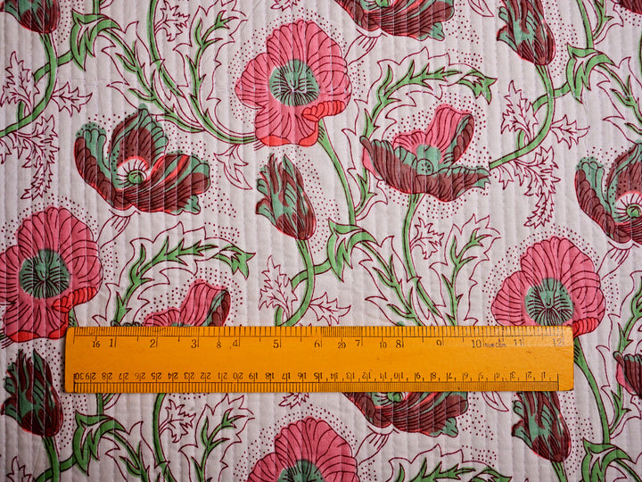 quilting fabric with a visible scale to display pattern size and width