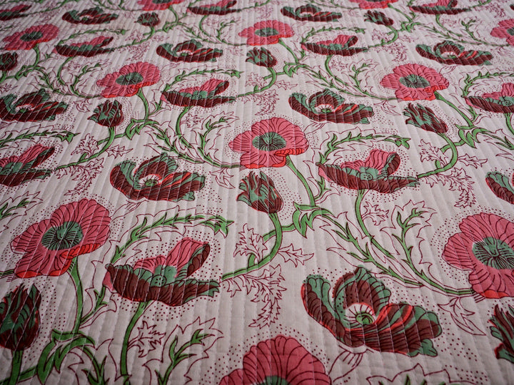 floral cotton quilted fabric material for DIY sewing, quilting, and upholstery projects