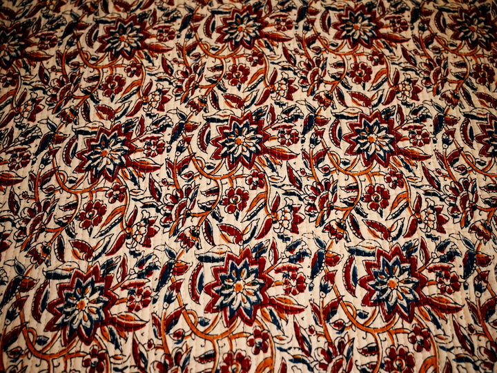 Indian block print upholstery material - Cotton quilted fabric by the yard