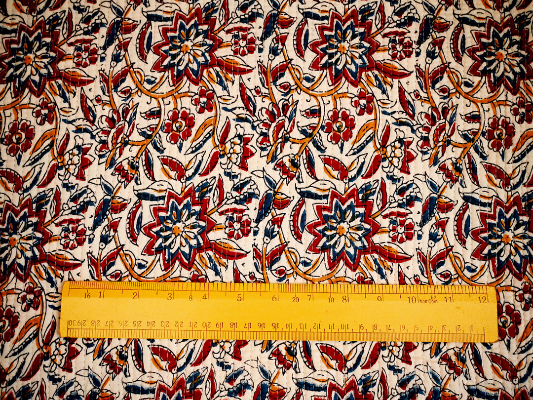 Handmade Indian quilted cotton fabric – block print upholstery and sewing fabric