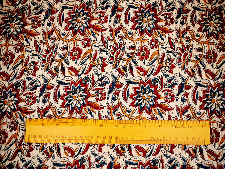 Handmade Indian quilted cotton fabric – block print upholstery and sewing fabric