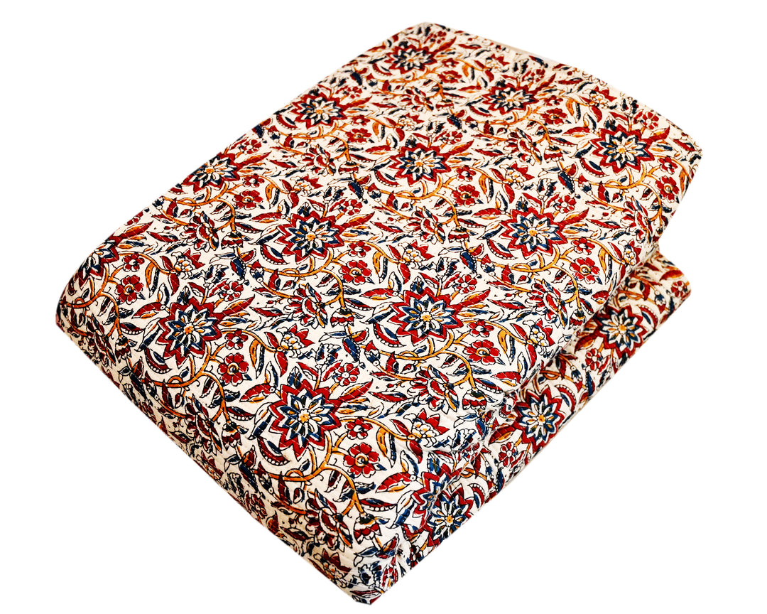 Cotton quilted fabric by the yard – Indian block print upholstery material