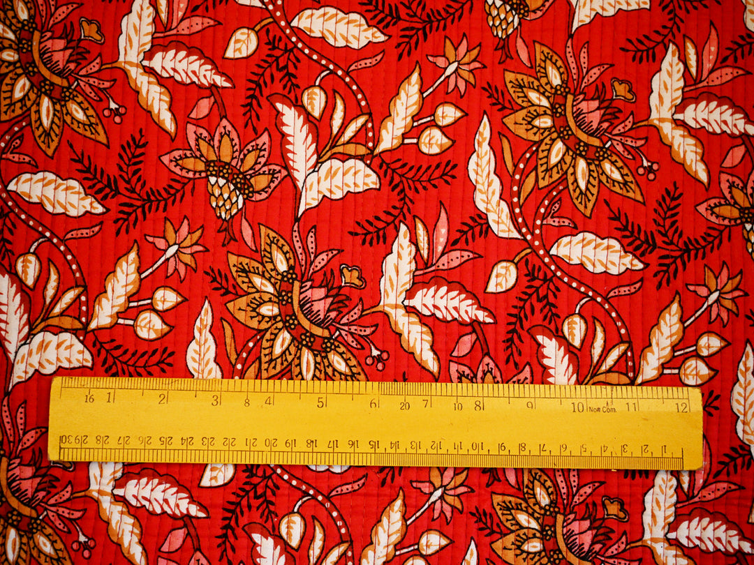 Indian block print quilted cotton fabric – handmade quilting material