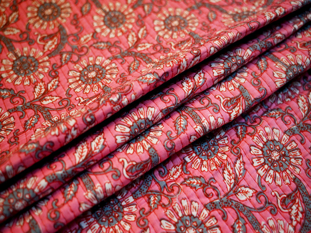 Indian block print quilted fabric by the yard-Quilted textile for home decor