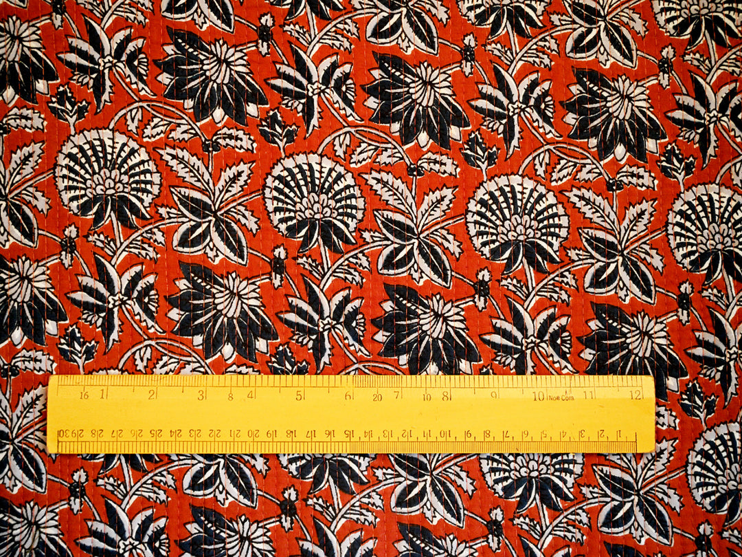 Indian block print quilted cotton fabric by the yard - Quilted cotton fabric for DIY projects