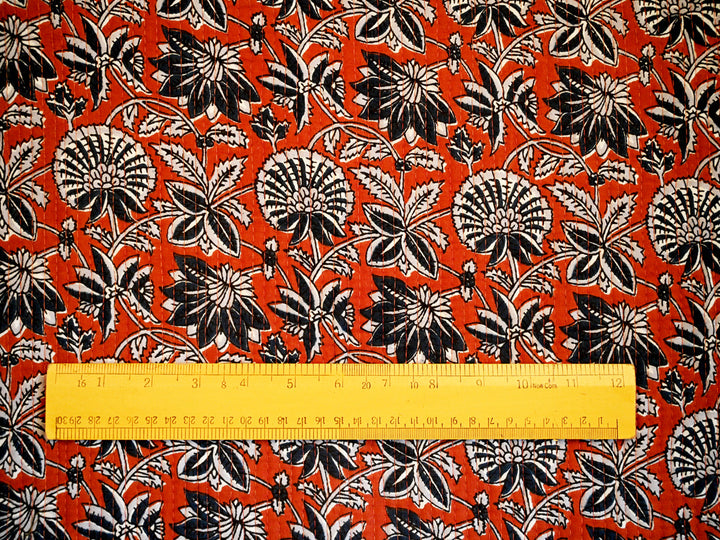 Indian block print quilted cotton fabric by the yard - Quilted cotton fabric for DIY projects