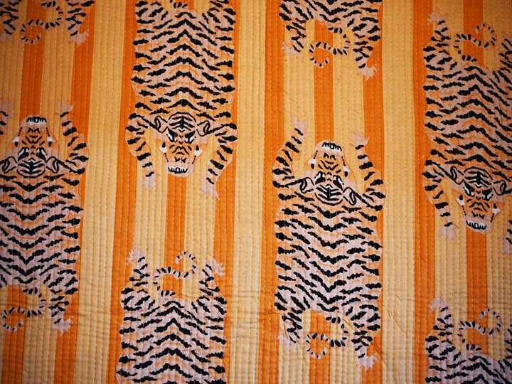 Tiger Print Stripe Quilt Fabric for Tote Bags, Makeup Bags, and Pouches