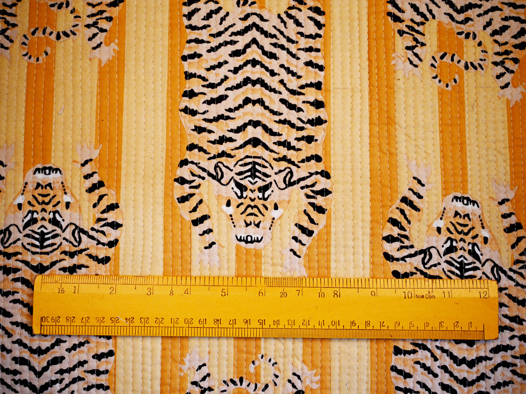 tiger print quilted fabric by the yard-animal print fabric for quilting and crafts