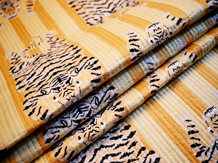 tiger print quilted fabric by the yard-animal print fabric for quilting and crafts