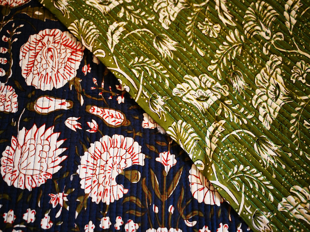Indian handmade block print cotton fabric for quilting