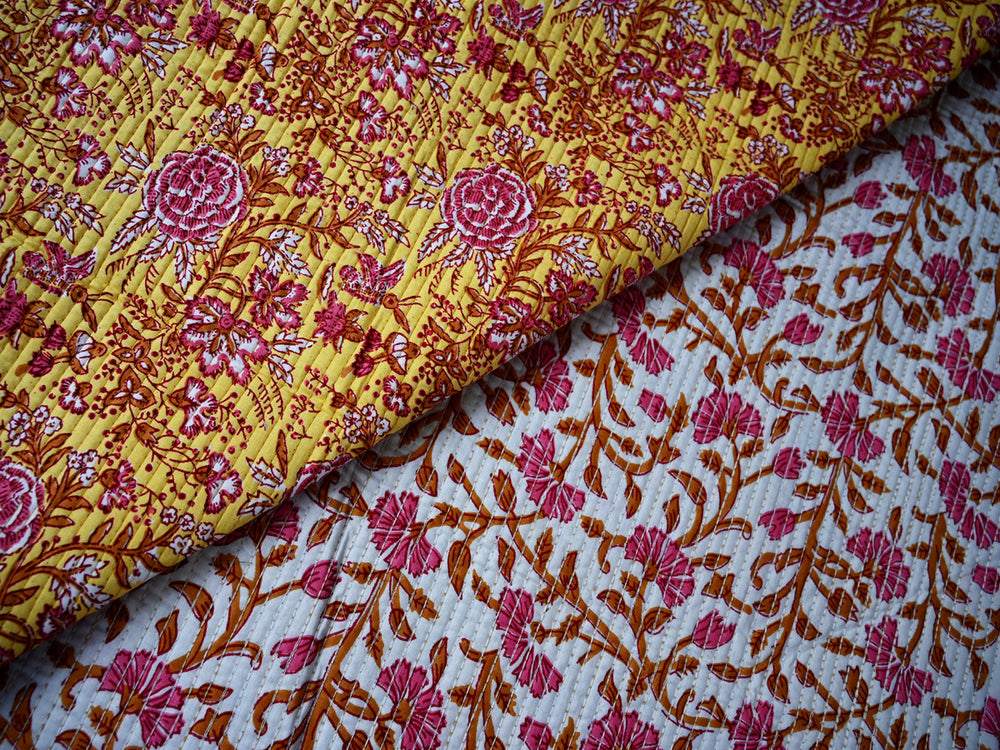 indian block print cotton quilting fabric by the yard - handmade indian quilt fabric for sewing