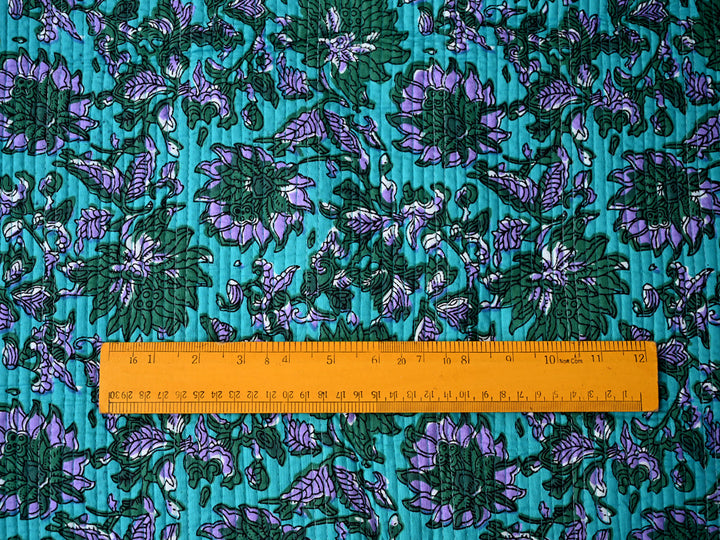 indian block print quilted fabric - handmade cotton quilted fabric