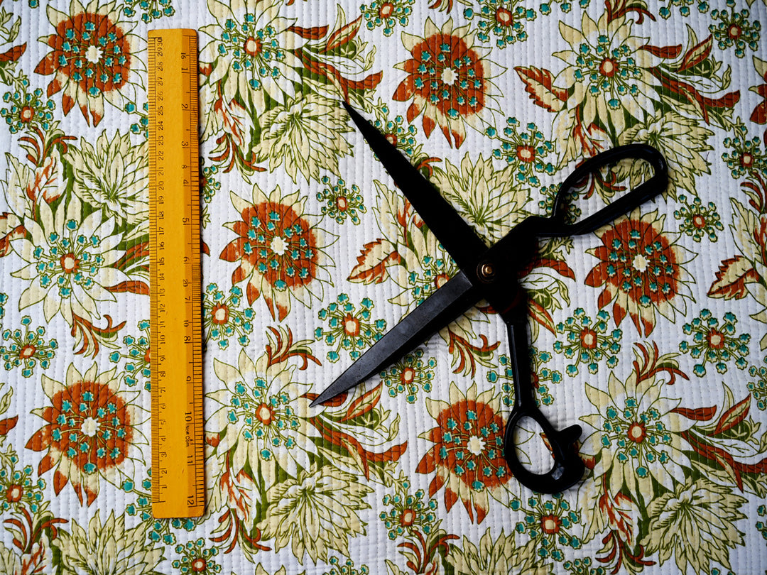 floral cotton fabric for crafts and decor - handmade floral quilt fabric for sewing projects