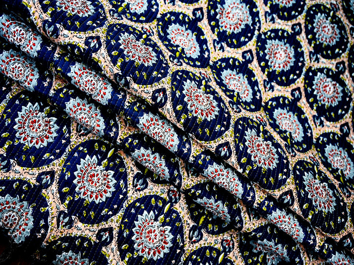 block print quilting fabric by the yard - indian cotton quilted for home decor projects