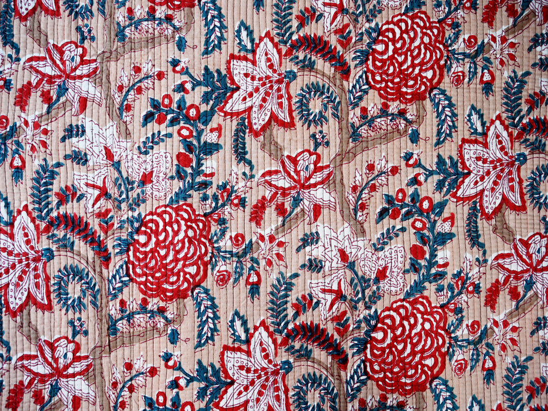 indian block print quilted cloth by the yard