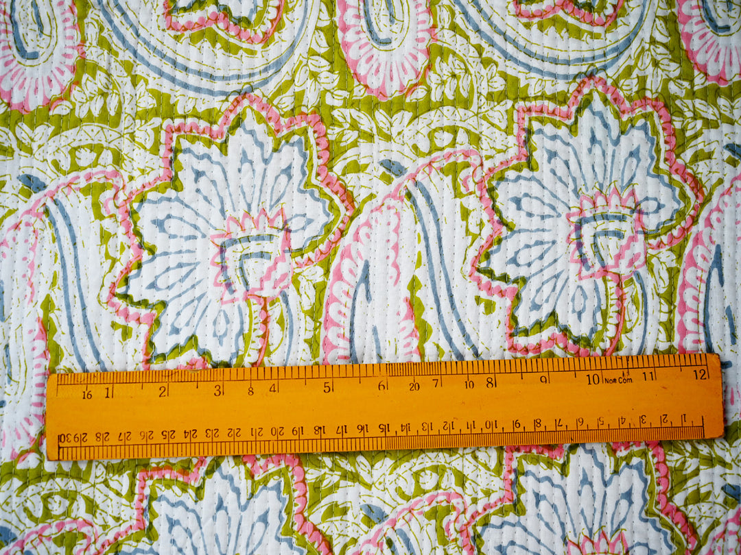 handmade block print quilting cloth for crafts - indian quilted cotton fabric for home decor