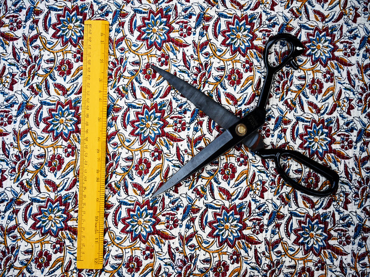 indian quilted cotton fabric for crafts - handmade quilted block print fabric