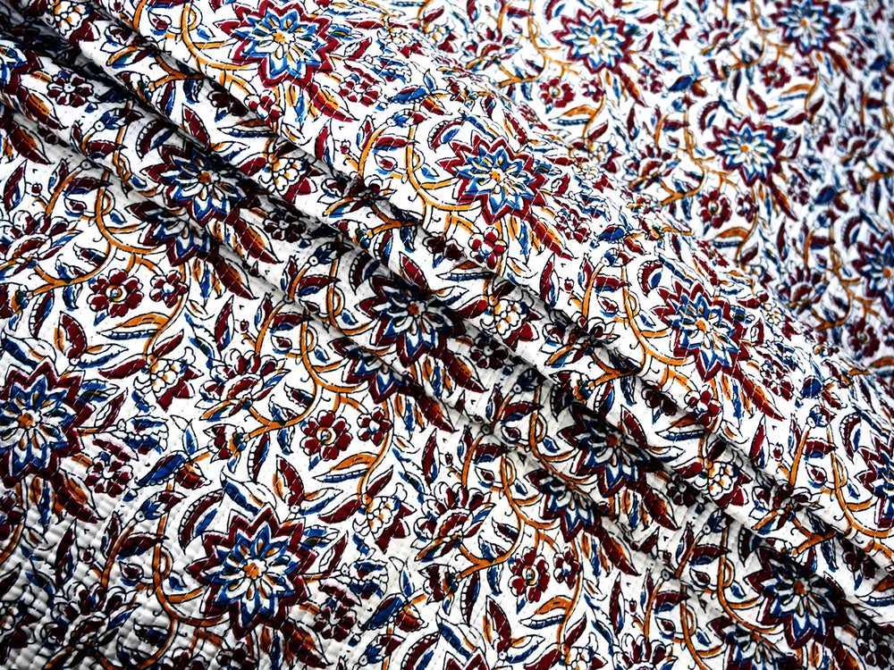 quilted fabric by the yard block print cotton - block print quilted cotton fabric for sewing