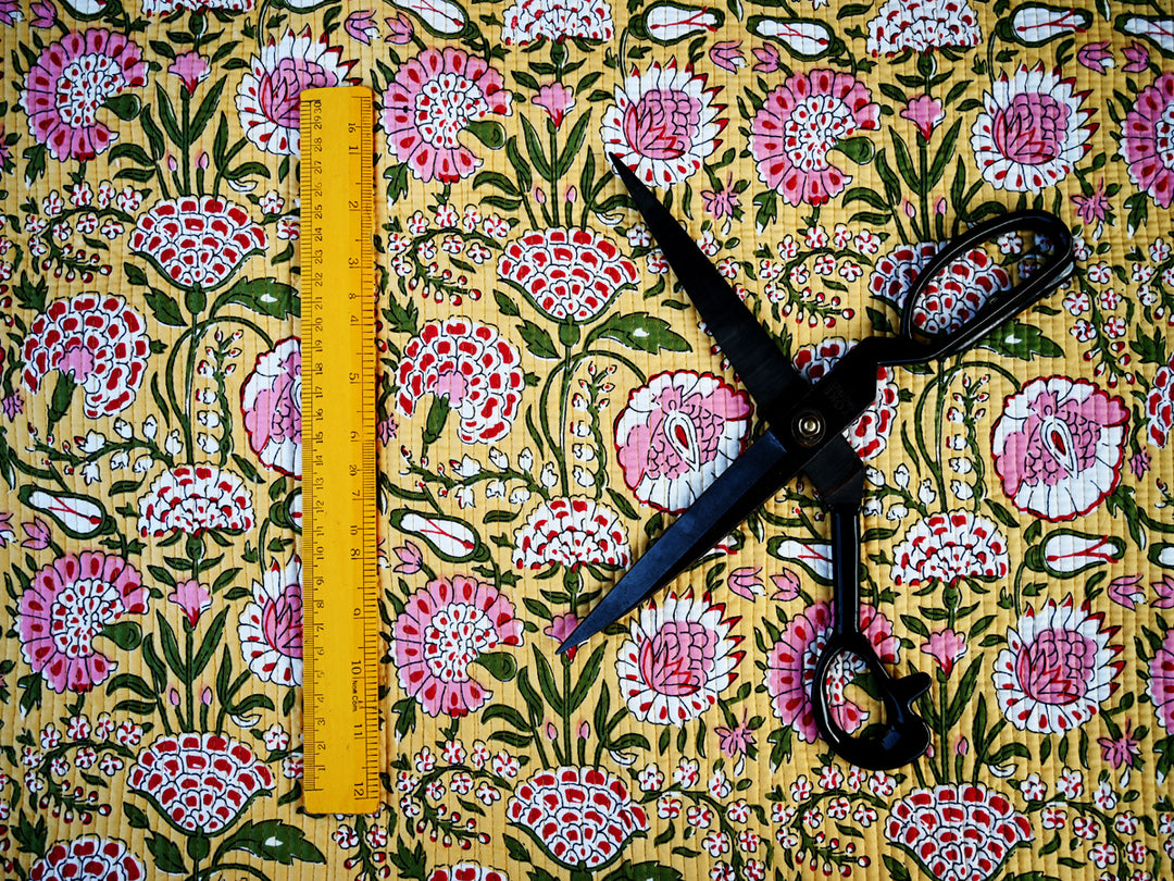 floral print quilting fabric by the yard - handmade quilted cloth for sewing
