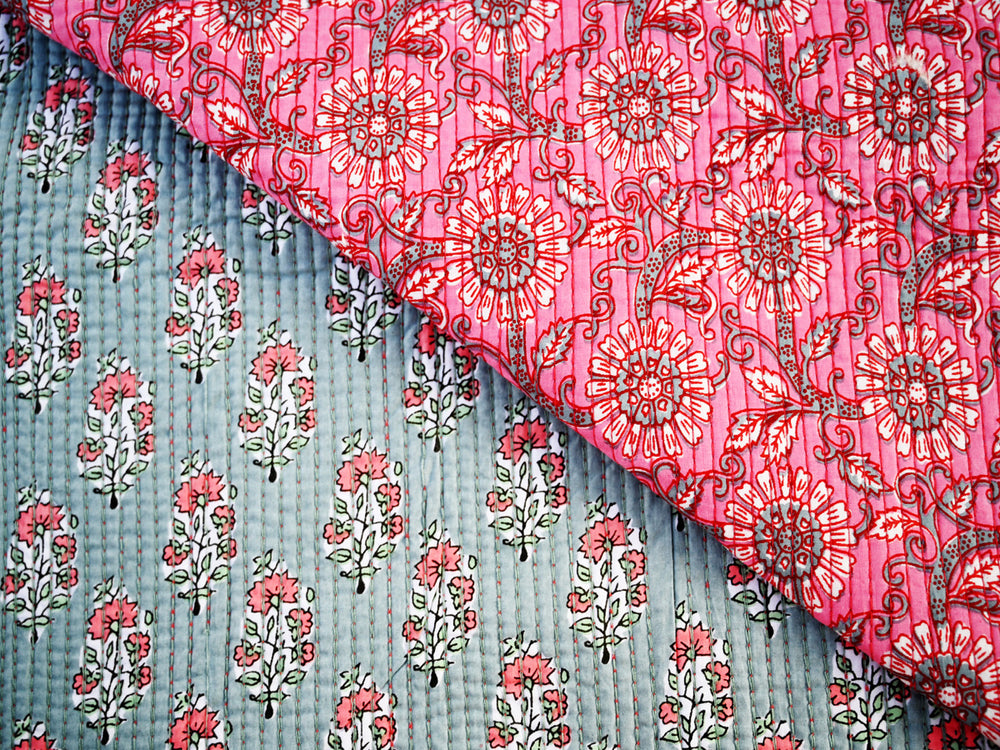 block print cotton quilting fabric by the yard