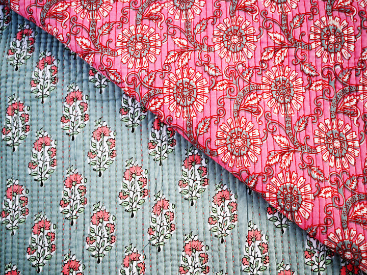 block print cotton quilting fabric by the yard