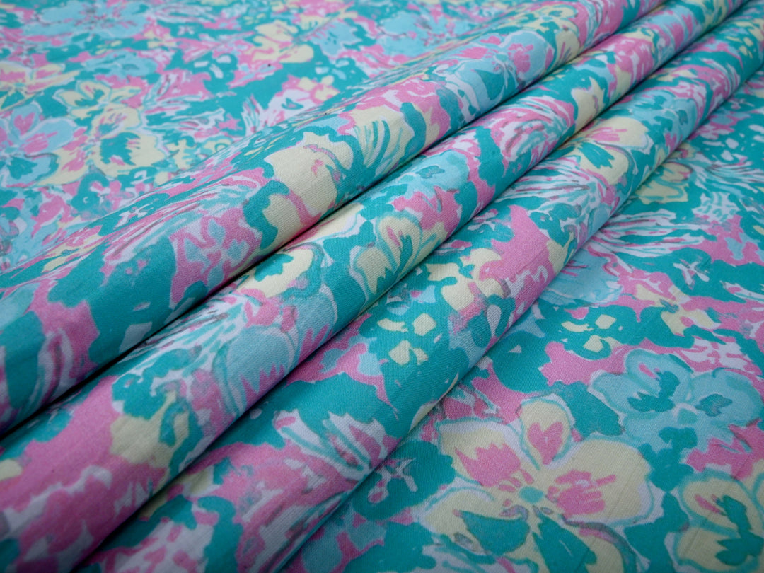 Cotton Canvas of Turquoise Print Fabric