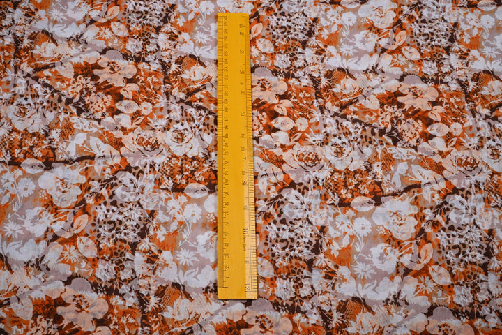 Orange Digital Floral Print Quilting Cotton Fabric ~ 44" Width