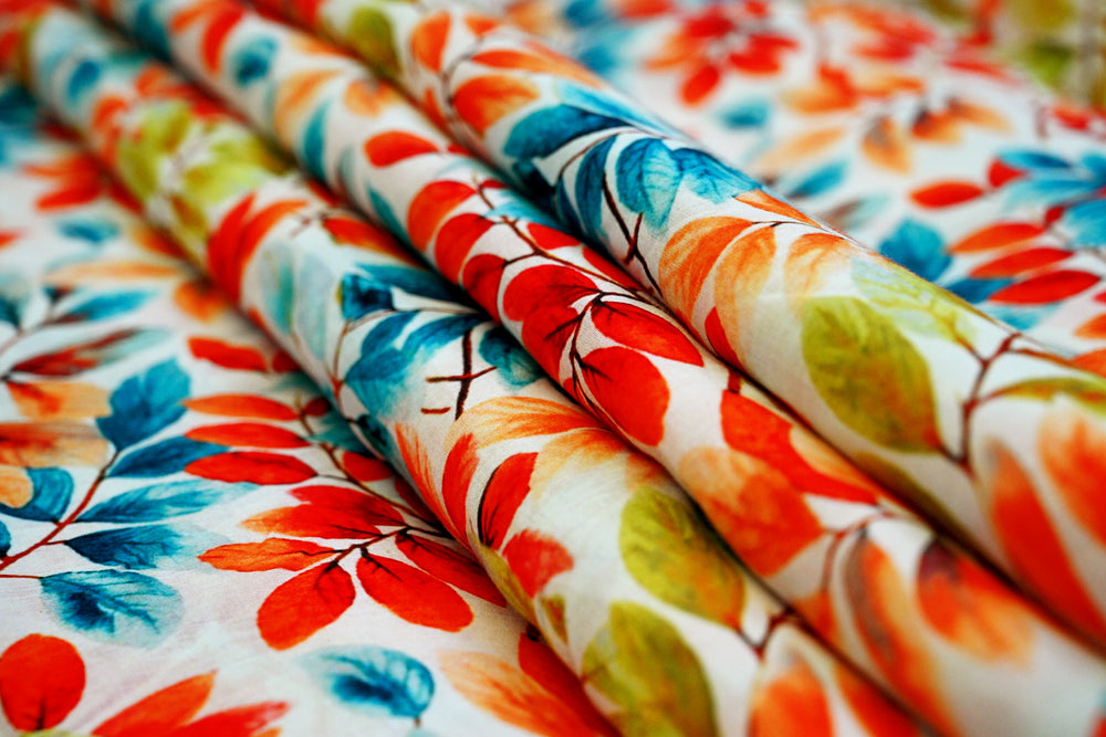 Colorful Leaves Prints Cotton Fabrics