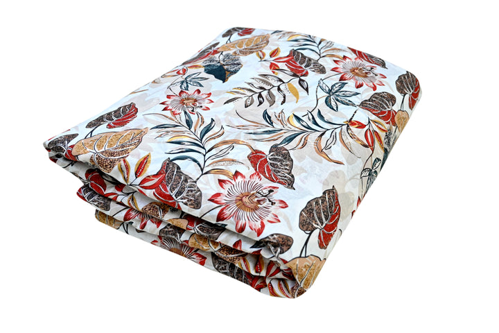 Floral and Olive Leaf Digital Print Cotton Fabric