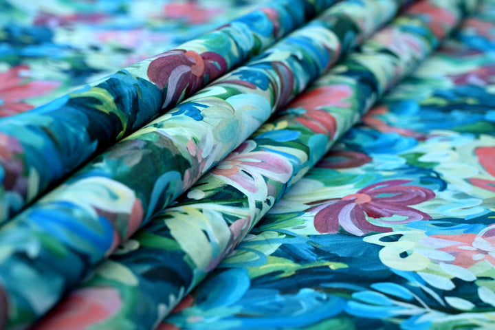 watercolor floral cotton print fabric